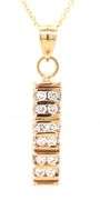 14kt Yellow gold 0.70ctw diamond bar pendant on chain