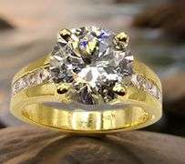 Large 14 K Yellow Gold Plated Huge 5 Ct Lab Simulated Diamond Ring