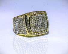 Men's Bold 14 Kt Gold Plate 17.5 Cttw Lab Simulated Diamond Ring