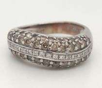 14kt White gold Levian chocolate and white diamond pave wave ring