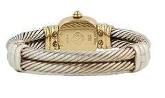 David Yurman 0.66ctw Diamond Frame Cable Quartz Bangle Watch in 18K and Sterling