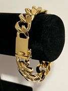 Huge 91.5 Gram 14 Kt Gold Plated Curb Link Bracelet