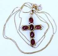 14K Garnet Cross & Chain