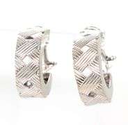14kt White gold woven wide hoop earrings