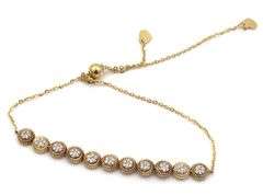 0.40ctw Round brilliant cut diamond cluster circle adjustable bracelet