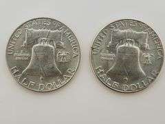1954 D & 1954 S Franklin Half Dollars