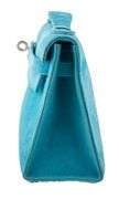 Hermes Kelly Doblis Mini Turquoise Suede Clutch W/Dustbag
