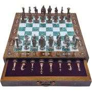 Handmade Wooden Chess Set with British Army Metal Pieces