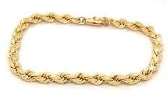 Unisex 10K YG Diamond Cut Rope Bracelet