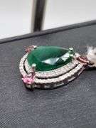 4.15ct Colombian Emerald Pendant with 0.35ct Natural Diamondsand 3 Sapphire in Sterling Silver
