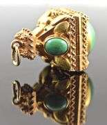Gorgeous Heavy 18K Yellow Gold Turquoise Fob/Pendant