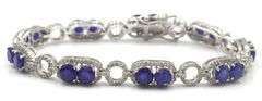 Ethereal14K White Gold Over Sterling Silver Embellished W/ 13.09CTW Round Faceted Blue Sapphire & Di