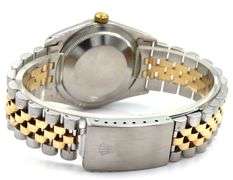Rolex Date just 2 tone 36mm on black stick dial watch