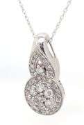 10kt White gold 0.85ctw diamond cluster pendant on chain