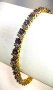 18 Kt White Gold Plated  Lab Simulated Russian Alexandrite Diamond Tennis Bracelet