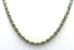Enamoring 12.00CTW Oval Faceted Emerald & 5.00CTE Diamond Necklace in 14K Yellow Gold Over Sterling 