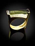 Phenomenal Green Tourmaline and Diamond 18K Ring