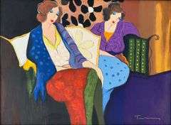 Rare Original Itzchak Tarkay Mixed Media on Canvas Framed