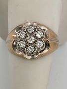 MENS CERTIFIED BRAND NEW 14K GOLD AND DIAMOND CLUSTER RING