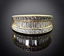 Elegant 14K Yellow Gold Channel-Set Baguette Diamond Ring