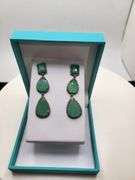 Handmade Elegant Earrings with 22.0ct Natural Colombian Emeralds & 1.00ct Diamond Accents