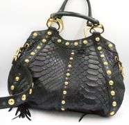 Gucci Leather Python Suede Fringe Babouska Tote W/Strap