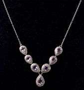 Amethyst Gemstone and Diamond Necklace in Sterling Silver