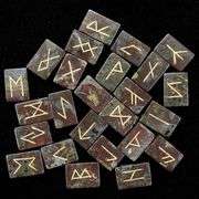 Hand-Carved Dragon Bloodstone Rune Stone Set