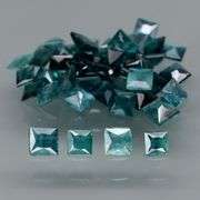 Stunning! 5.90ct set of blue green princess cut Sapphires