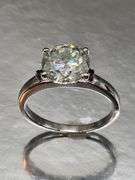 Sparkling 14 K White Gold Plate 3.25 Ct Lab Simulated Diamond Ring