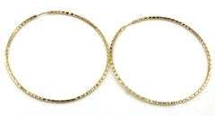 18kt Yellow gold diamond cut large hoop earrings