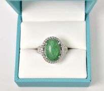 Breathtaking 7.50CTS Natural Cabochon-Cut Emerald & Sapphire Gemstone Ring on Sterling Silver