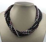 Multi strand black onyx and pearl necklace