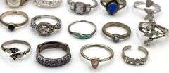 Group lot of 19 Vintage 925 sterling silver rings