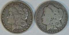 Handsome VF 1878-CC along with circ 1882-CC Morgan Silver Dollars