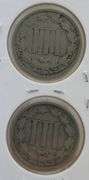 1865 & 1866 Three Cent Nickels