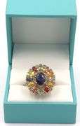 Darling 8.15CTW Multi Color Sapphire Ring in 14K Yellow Gold Over Sterling Silver