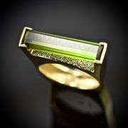 Phenomenal Green Tourmaline and Diamond 18K Ring