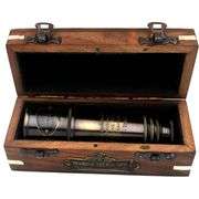 Brass Pirate Spyglass Telescope with Engraved Wooden Box