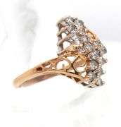 Glittering 14K YG Waterfall Diamond Cluster