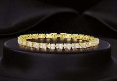 18 Kt Yellow Gold Plated 7.25 Ctw Lab Simulated Diamond Tennis Bracelet