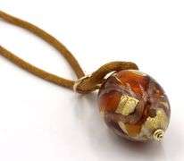 Double Murano glass necklace and earrings in 14kt yellow gold