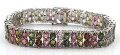 Mesmerizing 24.90CTW Pear Shaped Faceted Multi-Color Tourmaline & 2.15CTW Diamond Bracelet in 14K Wh