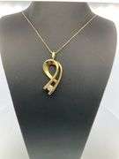 CERTIFIED 14K YELLOW GOLD NECKLACE WITH DIAMOND PENDANT