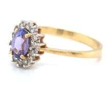 14kt Yellow gold Tanzanite and diamond ring