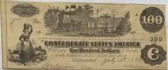 $100 Near Unc Straight Steam 1862 CSA Note