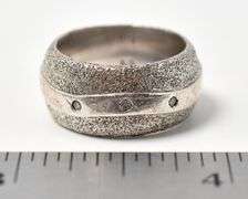 Textured Band Ring with Three Gemstones in Sterling Silver