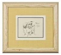 Rare Peter Max Original Drawing 'Double Profile', 1983