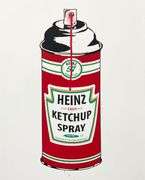 Highly Collectible Mr. Brainwash Screenprint Signed Heinz Ketchup Spray with Thumbprint