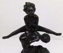 Vintage Cast Bronze Children Playing Leap Frog Sculpture